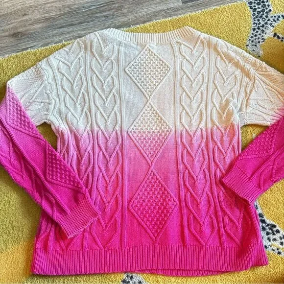 525 America Ombré Pink Cable Knit Winter Sweater Size Small - Picture 4 of 5